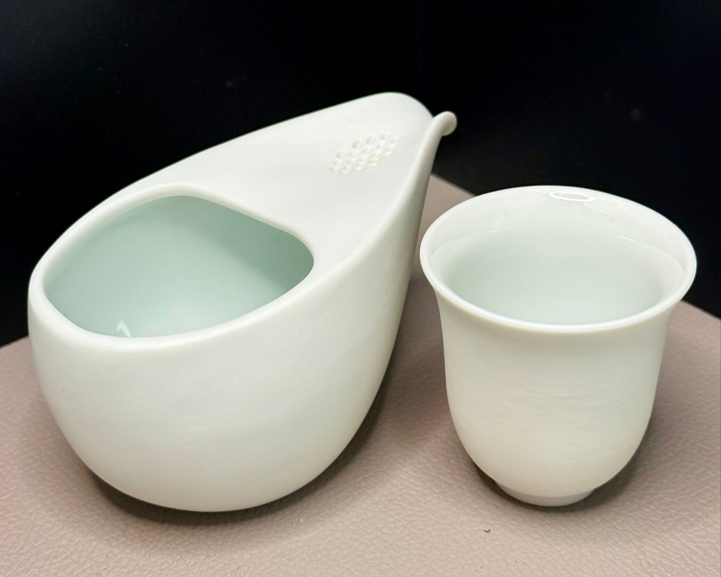 Hitoshizuku Pot & Tea Cup (White, Banko-yaki)